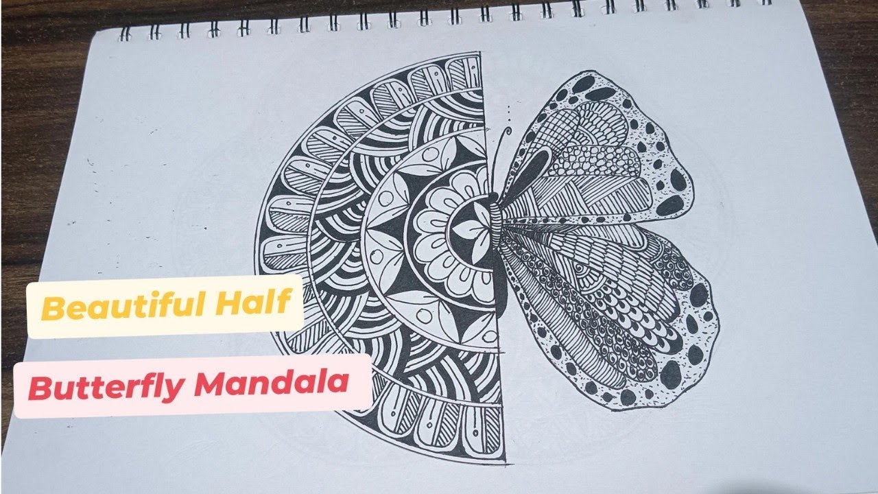 Day 3 of 7 Days Mandala Challenge 🦋✨ | Half Mandala Butterfly Art