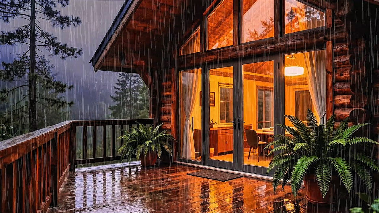 Soft Rainfall Outside a Cozy Wooden Balcony | Sleep Fast ASMR