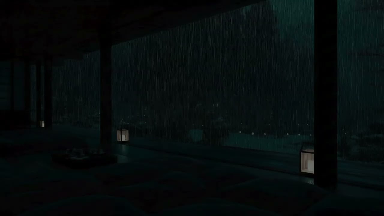 Gentle Rain Echoing Indoors Peaceful Dark Night Sounds for Sleep