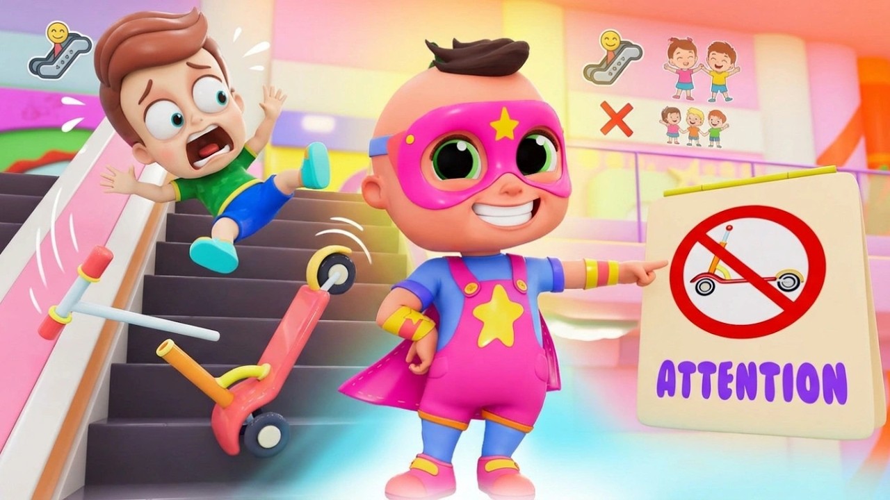 Canción de bebé de superhéroe 🦸 Reglas de seguridad en la escalera mecánica 🛗 + Más música