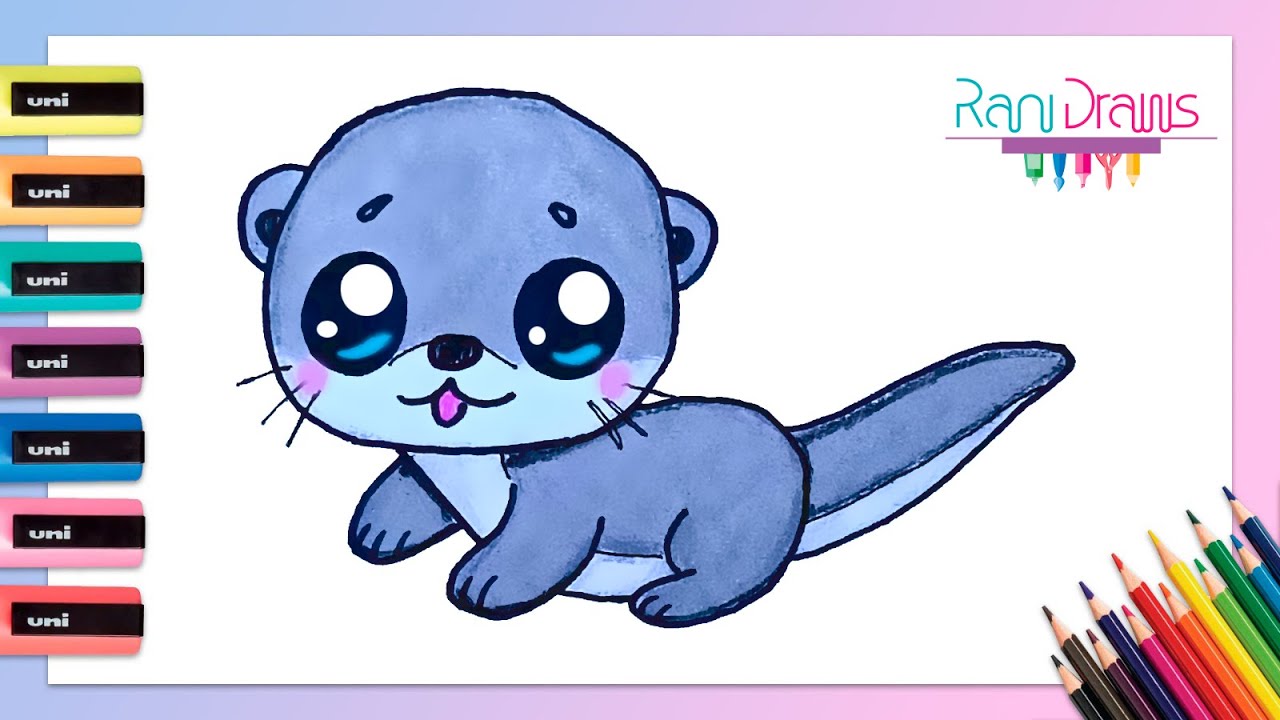 Cómo dibujar una NUTRIA kawaii - dibujos fáciles Paso a paso