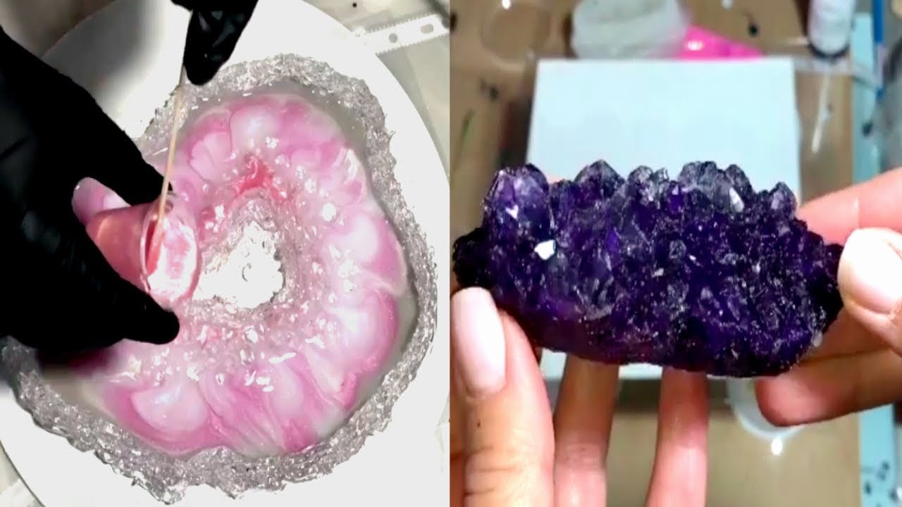 AMAZING Resin Geode Art - Glossy Geode Resin Wall Art Process + DIY Resin Crystal