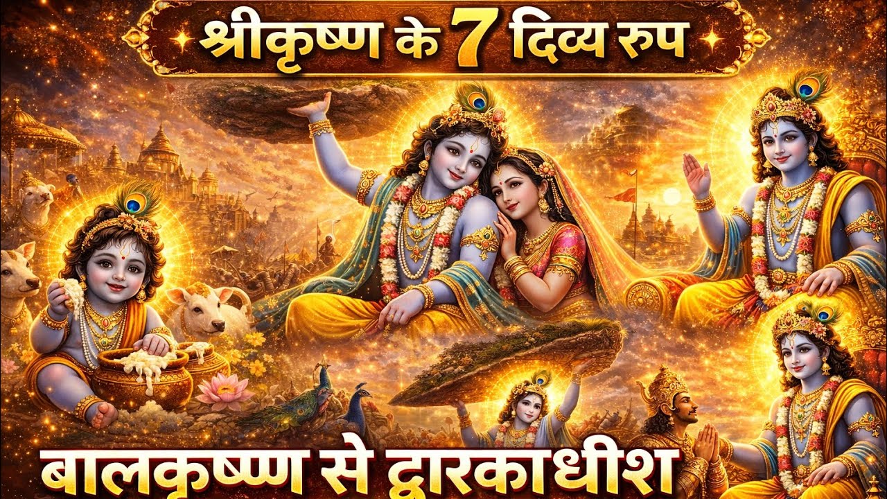 🌼श्रीकृष्ण के 7 दिव्य रूप | बालकृष्ण से द्वारकाधीश तक सम्पूर्ण कथा🙏