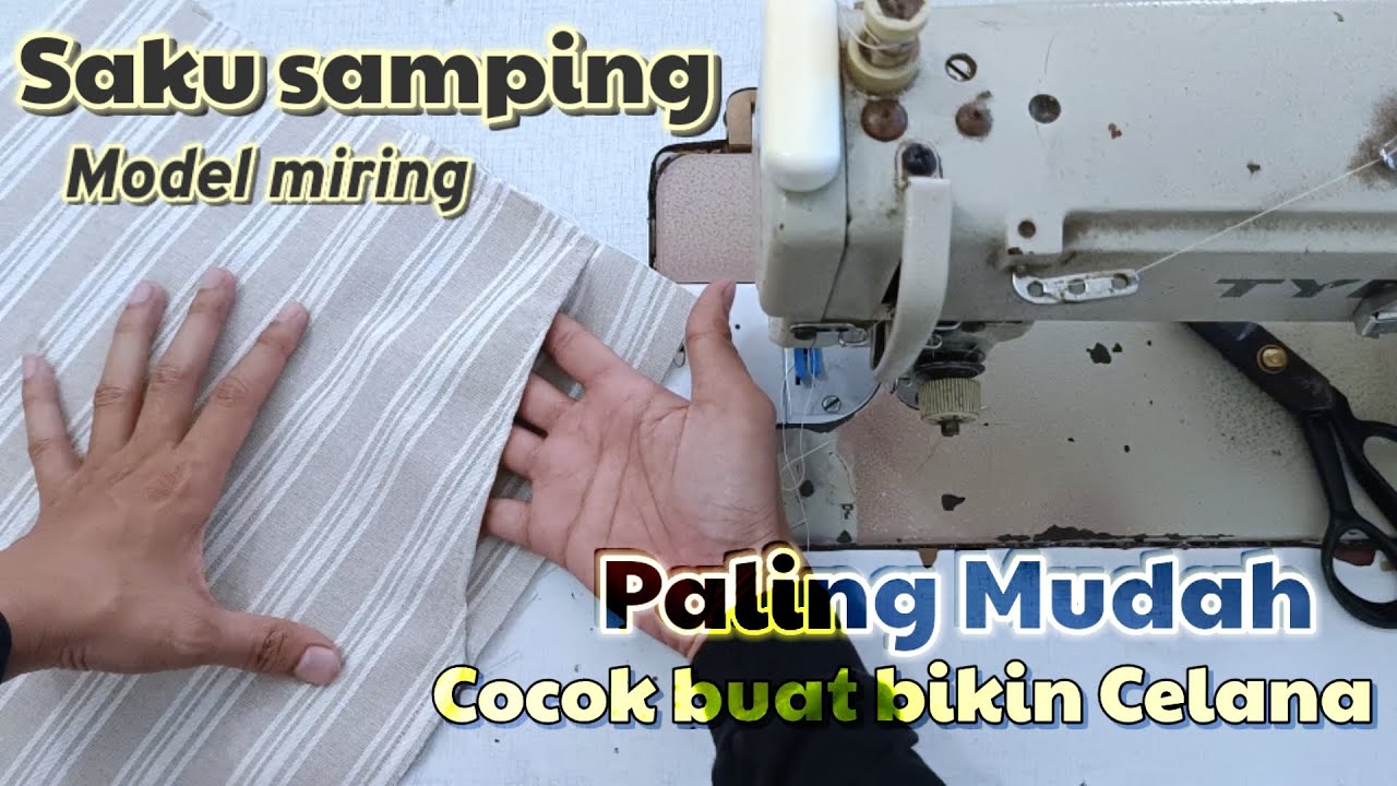 Cara menjahit saku samping celana || Saku celana model miring versi mudah