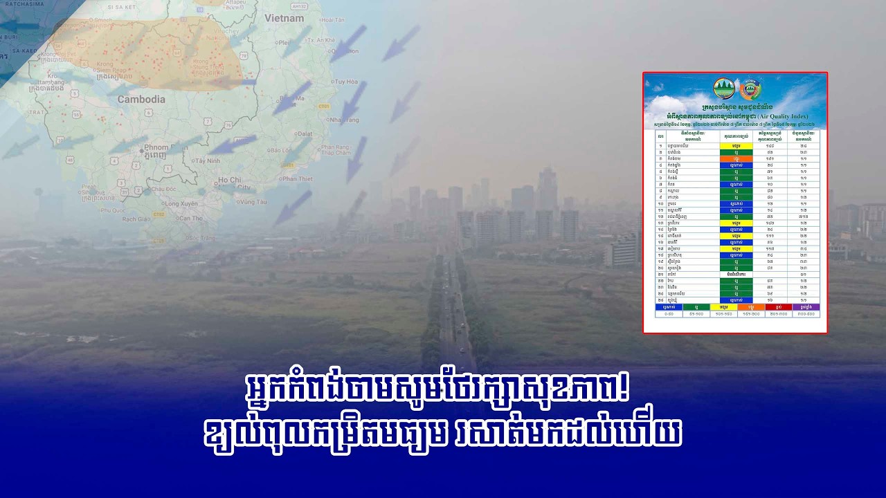 អ្នកកំពង់ចាមសូមថែរក្សាសុខភាព! ខ្យល់ពុលកម្រិតមធ្យម រសាត់មកដល់ហើយ