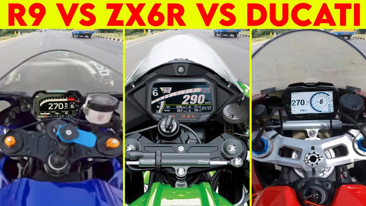 Yamaha R9 VS Ninja ZX-6R VS DUCATI V2 | 0 TO 300 | TOPSPEED !!!