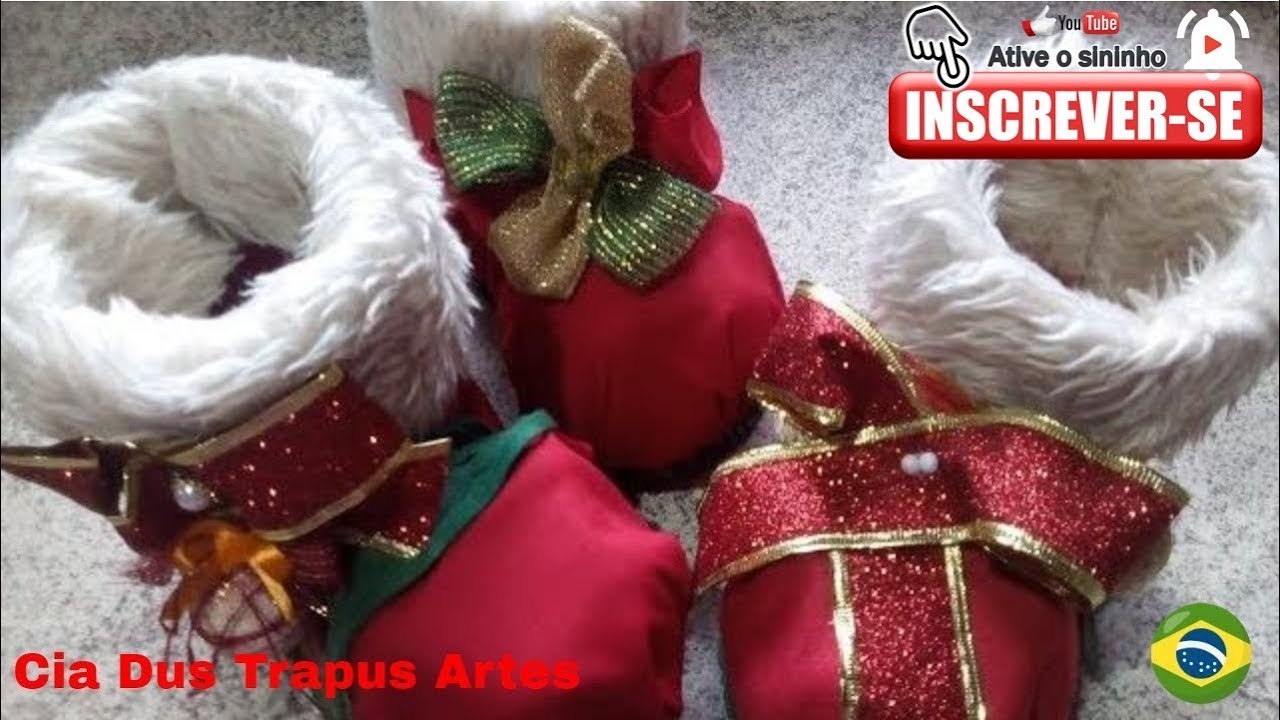 Bota de Papai Noel feita  com Garrafa Pe