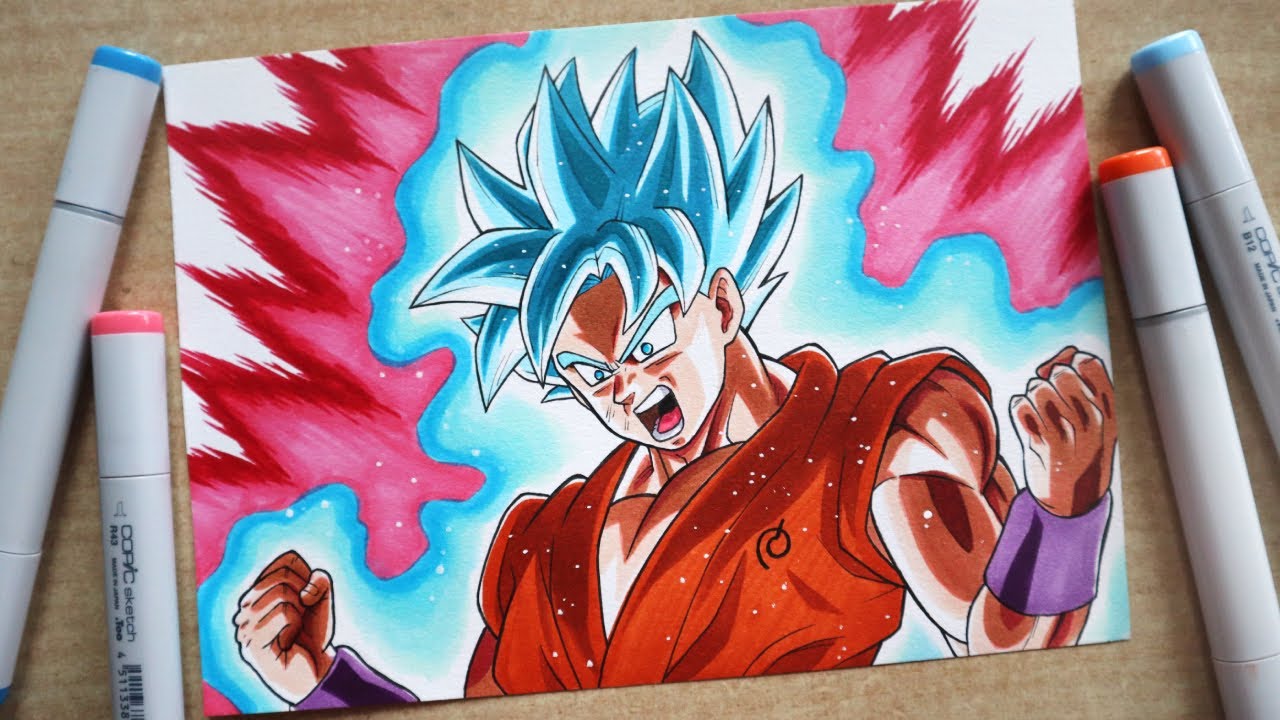 How to Draw Goku Super Saiyan Blue Kaioken - Step By Step Tutorial