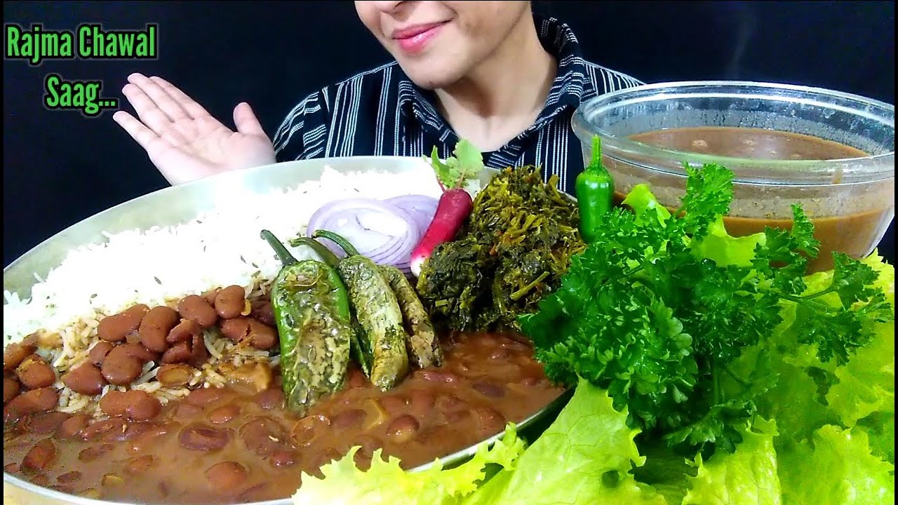 ASMR:Eating Rajma Chawal and Saag | Dal Chawal Eating Show |Spicy Food Eating Show | ERSA ASMR