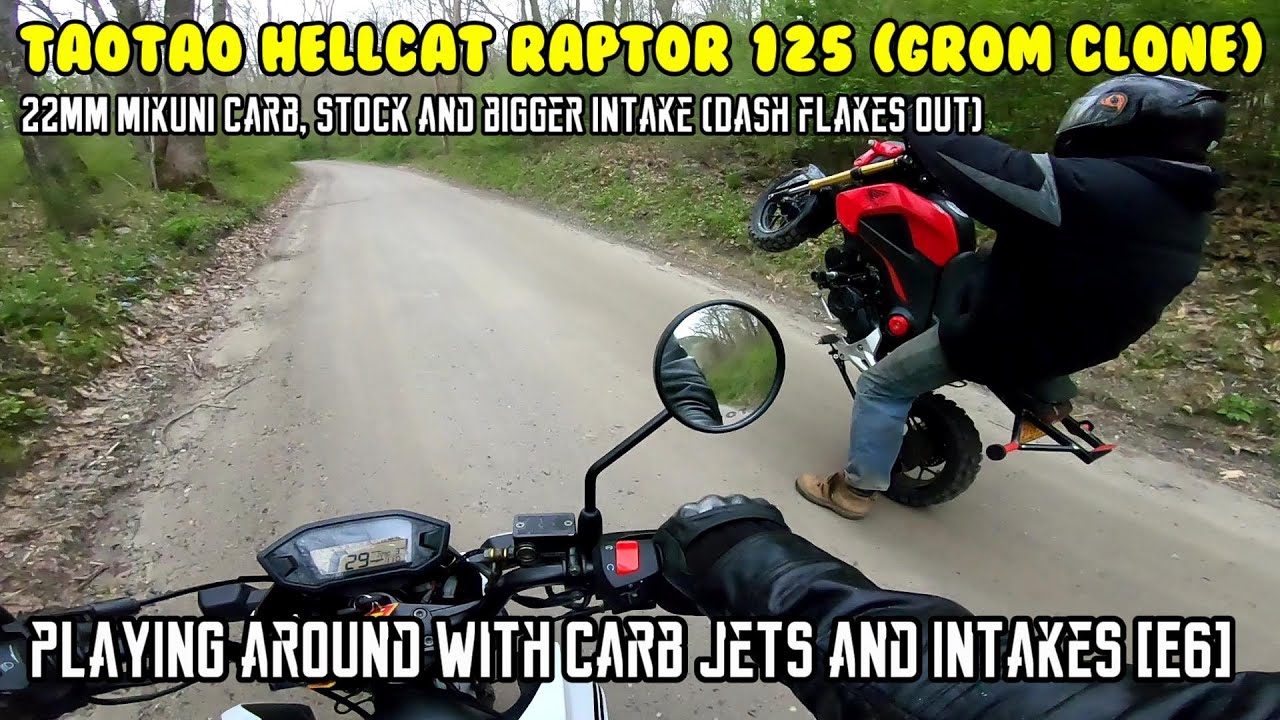 (E6) Hellcat Raptor 125cc Playing with Carbs and intakes. Vee on Honda Elite 150 POOPY n wheelies