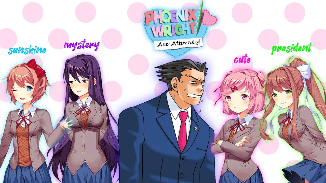 Doki Doki Literature Club, но Феникс протагонист - ВСЕ СЕРИИ (Ace Attorney)