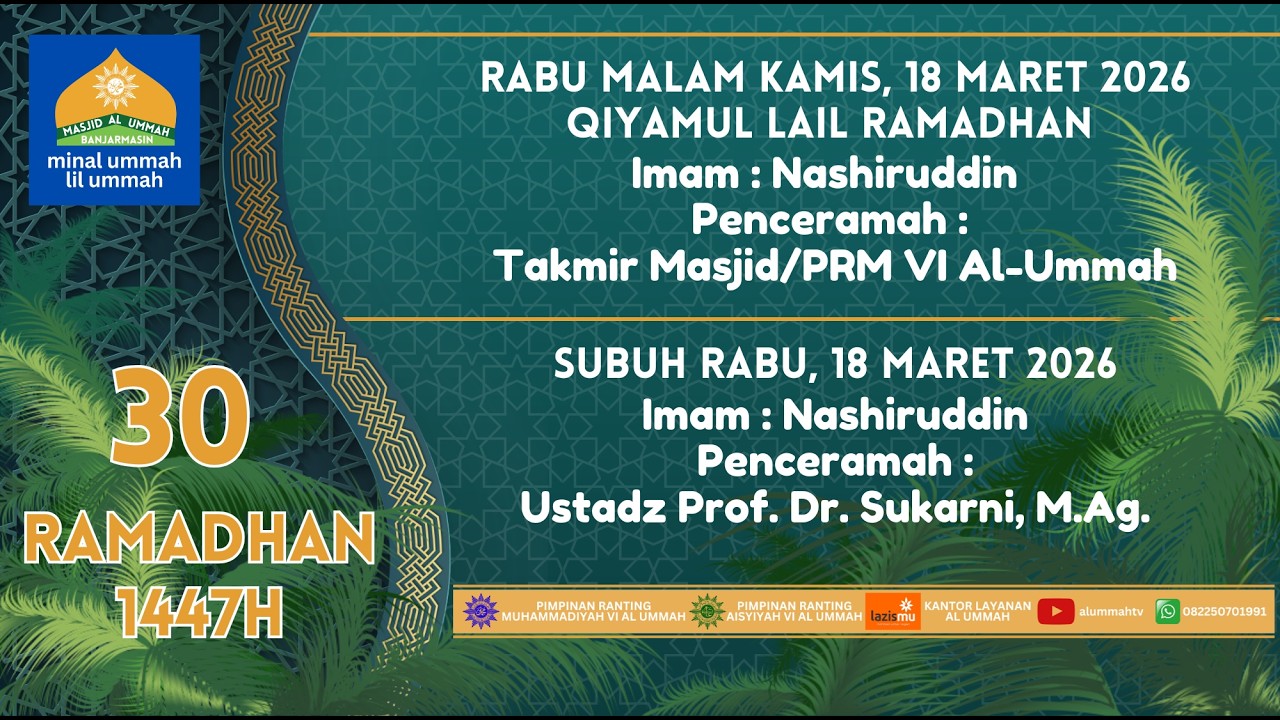 🔴LIVE | Sholat Tarawih Malam 30 Ramadhan 1447H | Ustadz Nashiruddin |