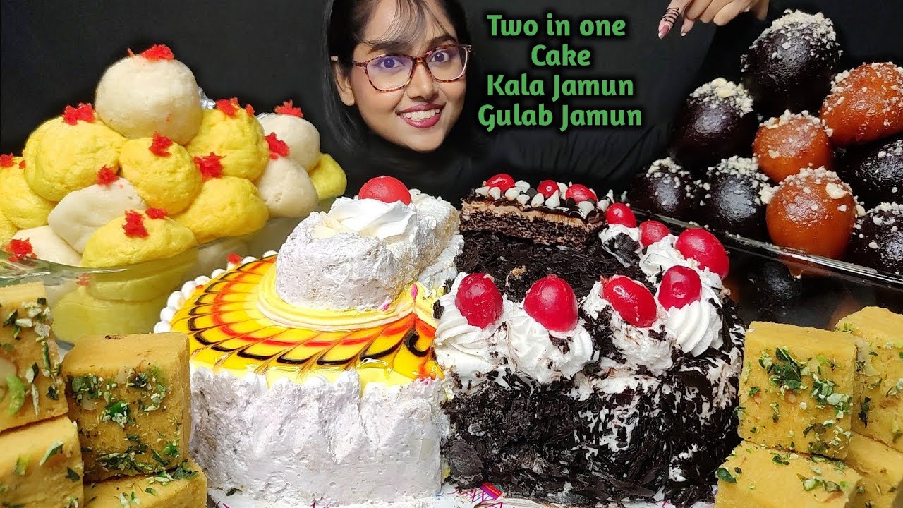 Eating Indian Sweets, Rasgulla, Gulab Jamun , Black Forest Cake | Big Bites | Asmr Eating | Mukbang