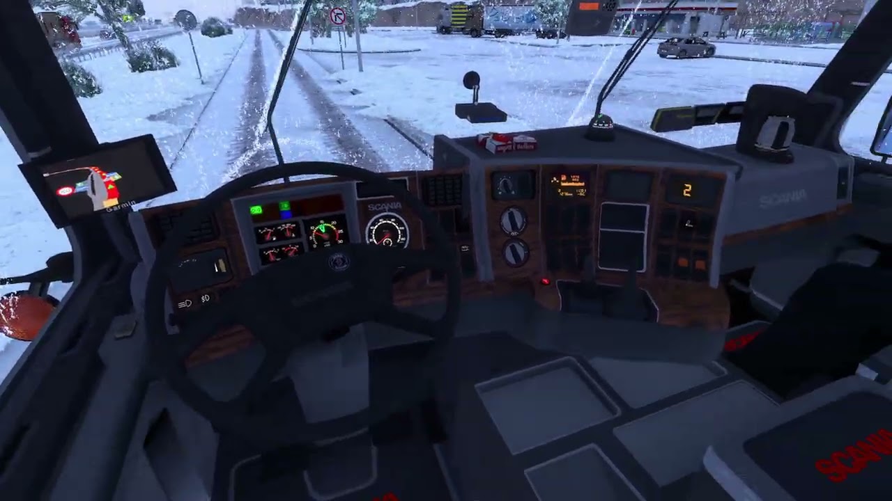ETS2 - Scania V8 143 M Full DLC - Winter Frosty - Heavy Snow - POV -ASMR -Beam Eye - 1.56