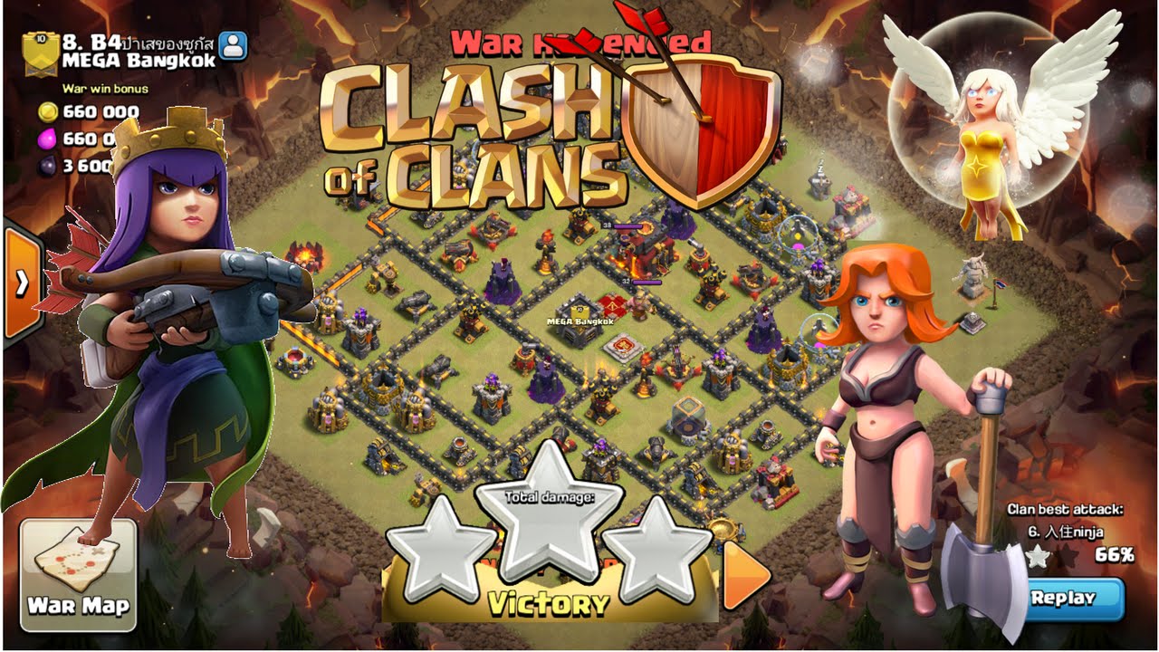 Clash of Clans : TH10 - Queen Walk + All Valkyrie Attack Strategy for WAr !