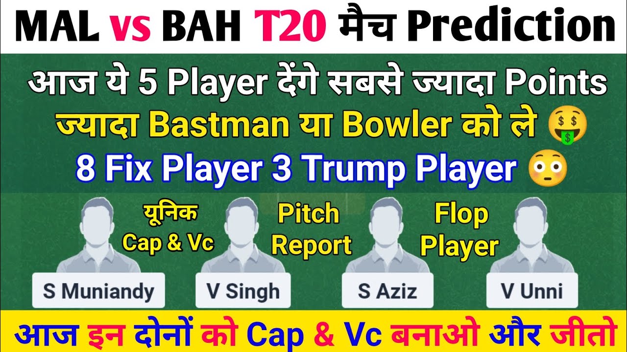 MAL vs BAH Dream11, MAL vs BAH Dream11 Team, MAL vs BAH Dream11 Today, MAL vs BAH Dream 11