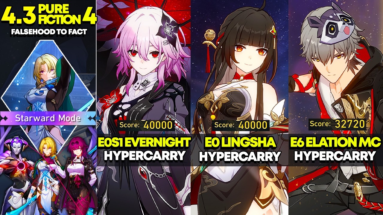 E0S1 Evernight, E0 Lingsha, E6 Elation MC | Pure Fiction 4: Starward Mode | HSR 4.3