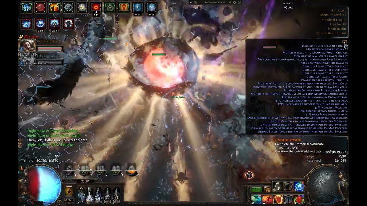 Flicker ft. KBoC Mana Stacker VS giga boss path of exile 3.28