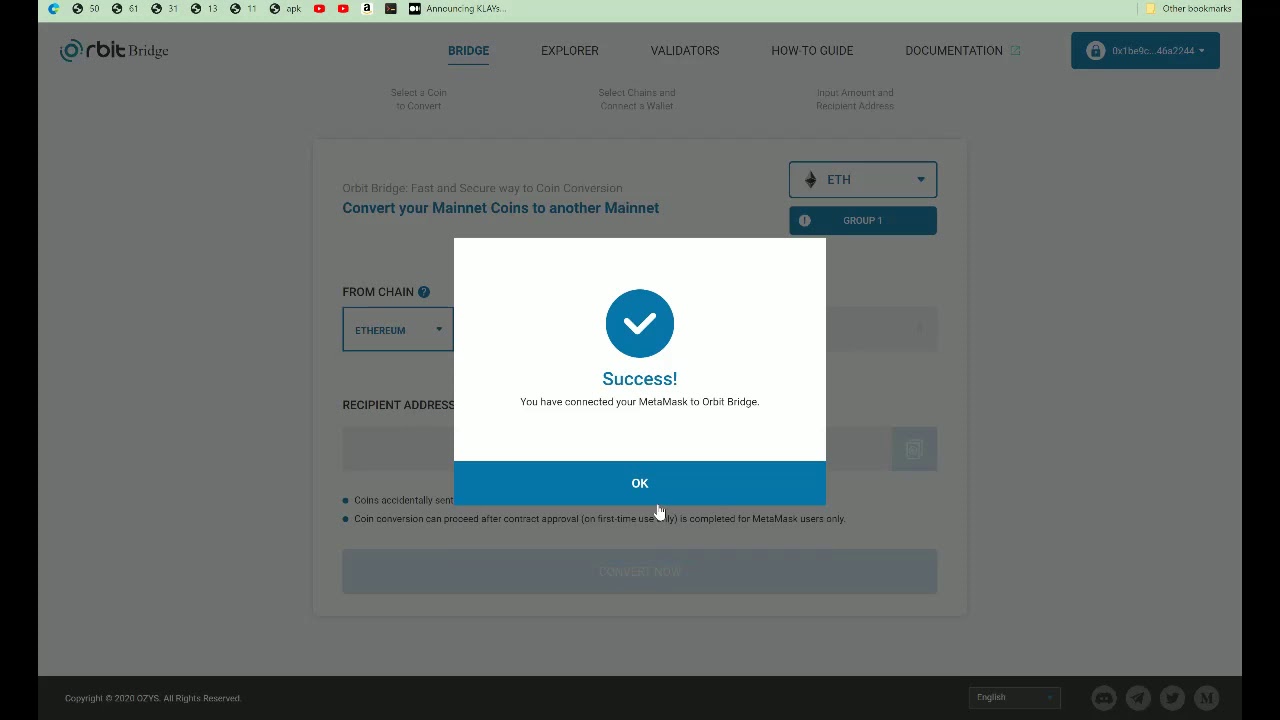 How to Convert Ethereum to Klaytn Coin using Orbit Bridge/MetaMask! [Part 1]