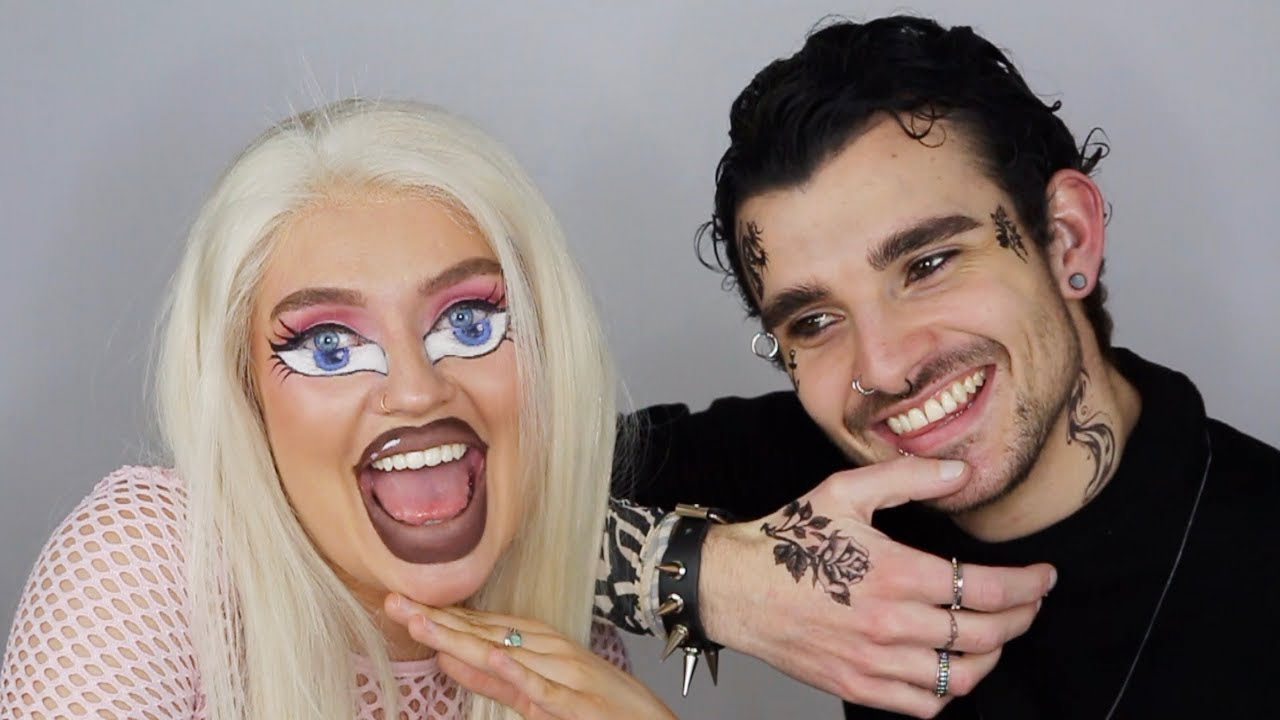 giving each other intense makeovers