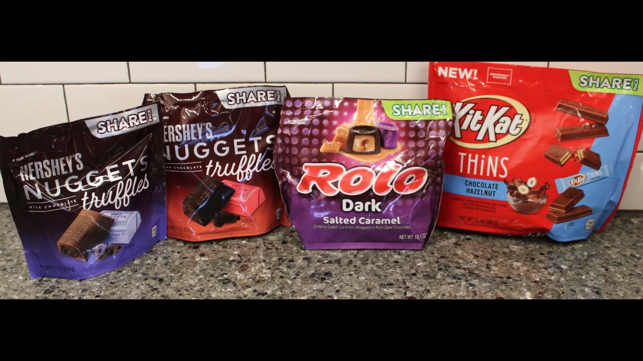 Hershey’s Nuggets Truffles Chocolate ,Rolo Dark Salted Caramel, Kit Kat Thins Chocolate Hazelnut