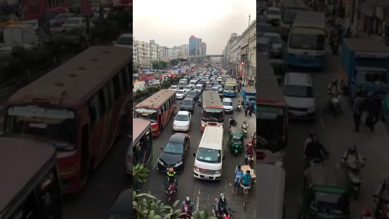 Heavy traffic is at the street of Dhaka Bangladesh.