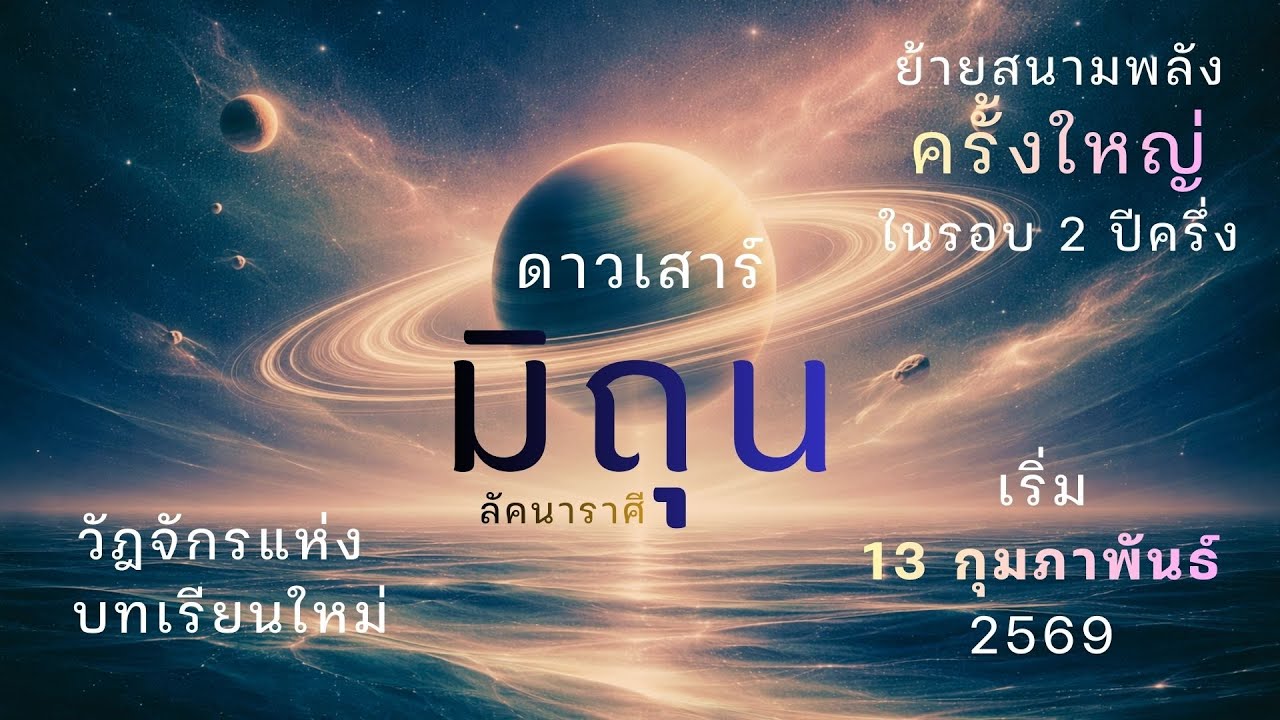 ลัคนาราศีมิถุน “ดาวเสาร์” ย้ายสนามพลังครั้งใหญ่ ในรอบ 2 ปีครึ่ง มีผลตั้งแต่ 13 ก.พ.69 เป็นต้นไป