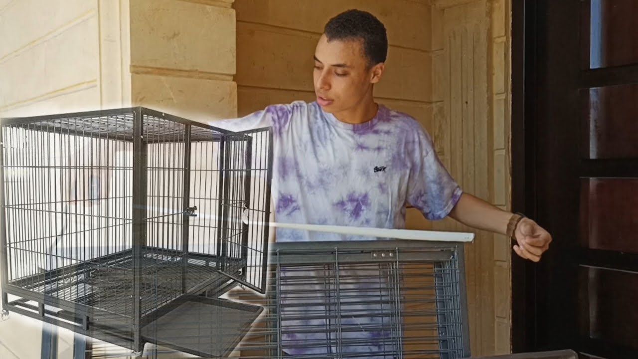 قفص حديد للكلاب ينفع في البيت و الحديقة + درج toilet