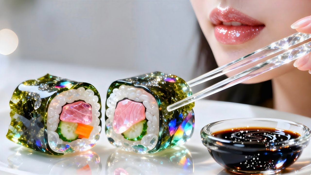 Ultra Satisfying ASMR | Making a Glass Spicy Tuna Sushi Roll 🍣😋💎 | Setsfying and Relaxing Sounds 🎧
