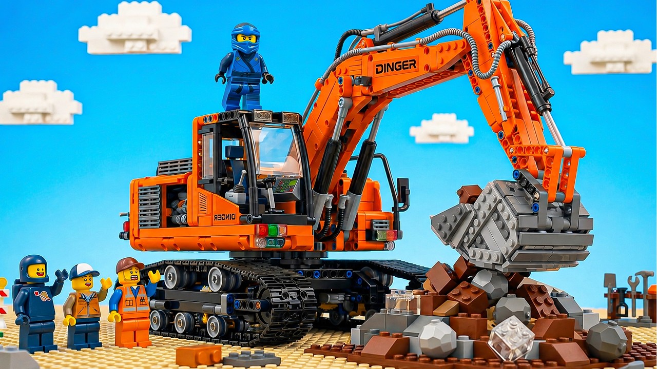 Can LEGO Excavator Save The Construction Workers? | Funny Lego Story
