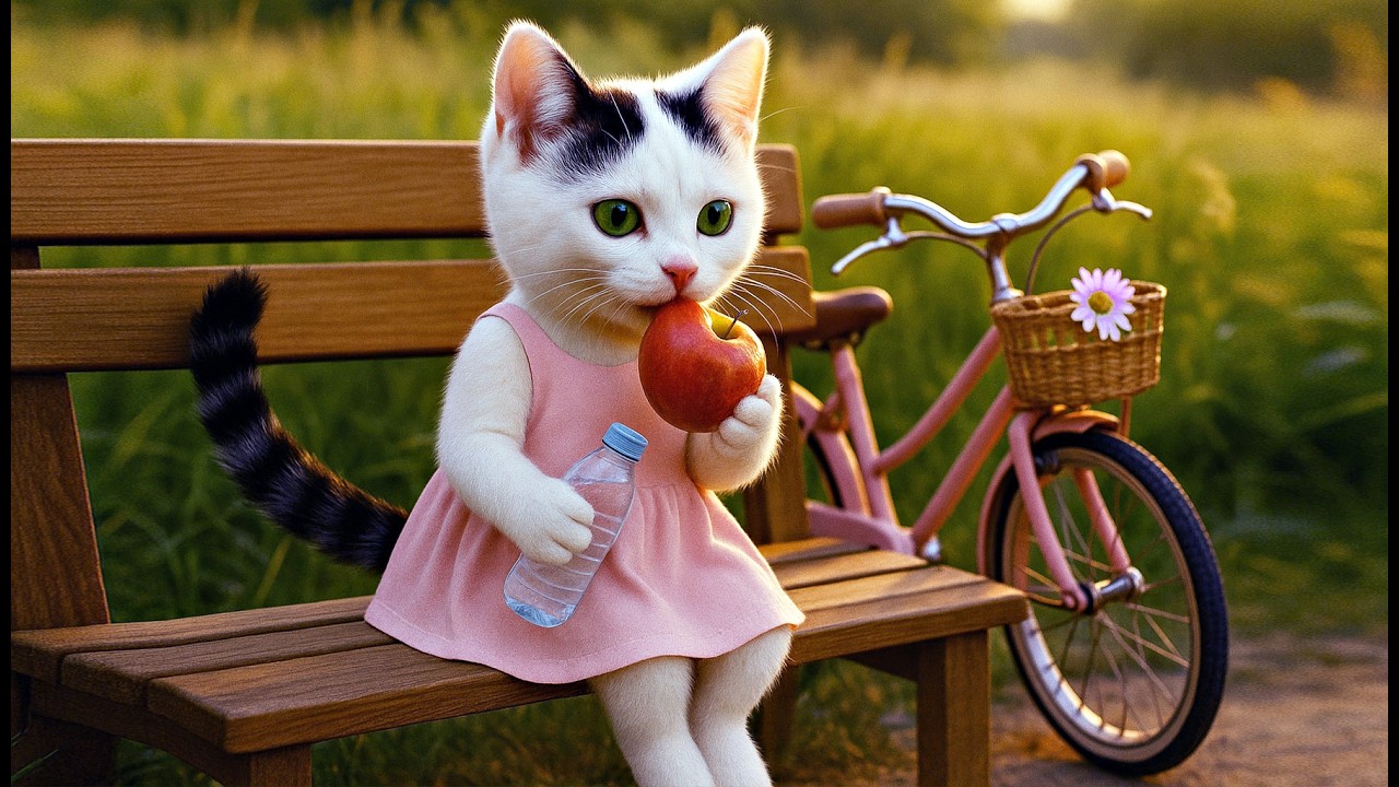 🚲 Little Kitten’s Evening Bike Ride: Where Motion Meets Peace 🌅🐾
