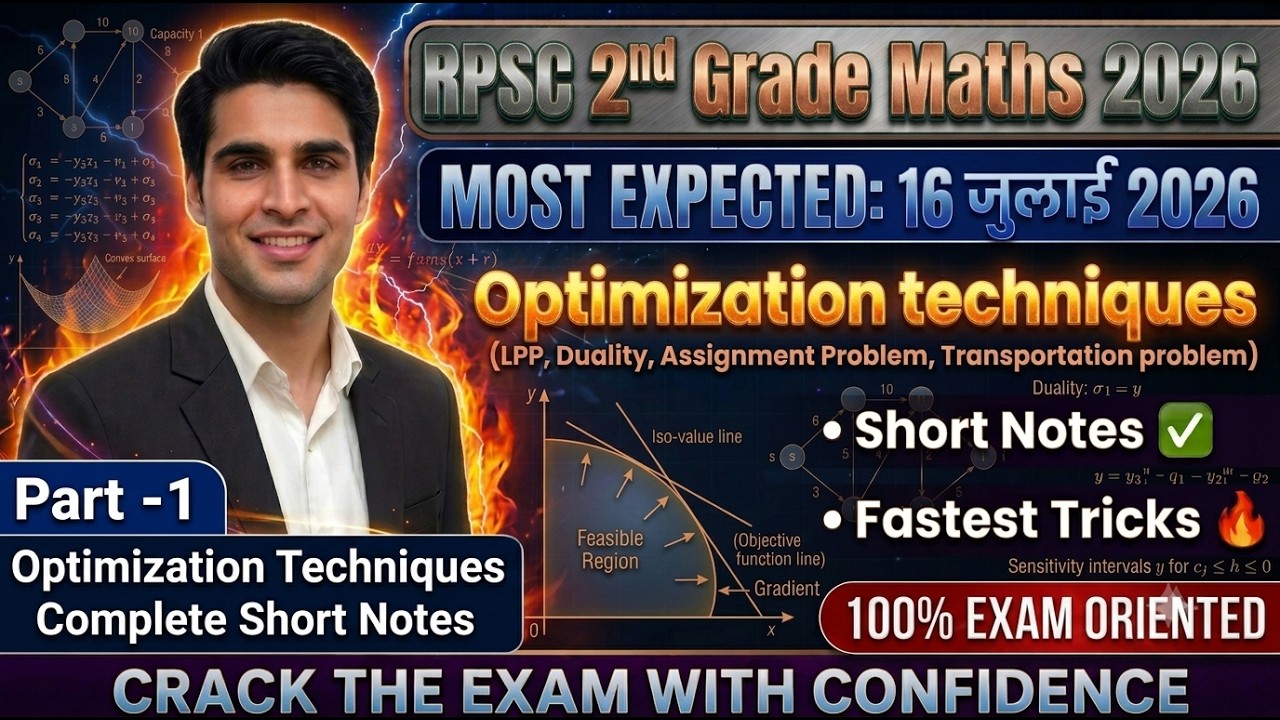 RPSC 2nd Grade Maths 2026 | Optimisation Techniques Complete Revision | LPP, Duality, Assignment 🔥