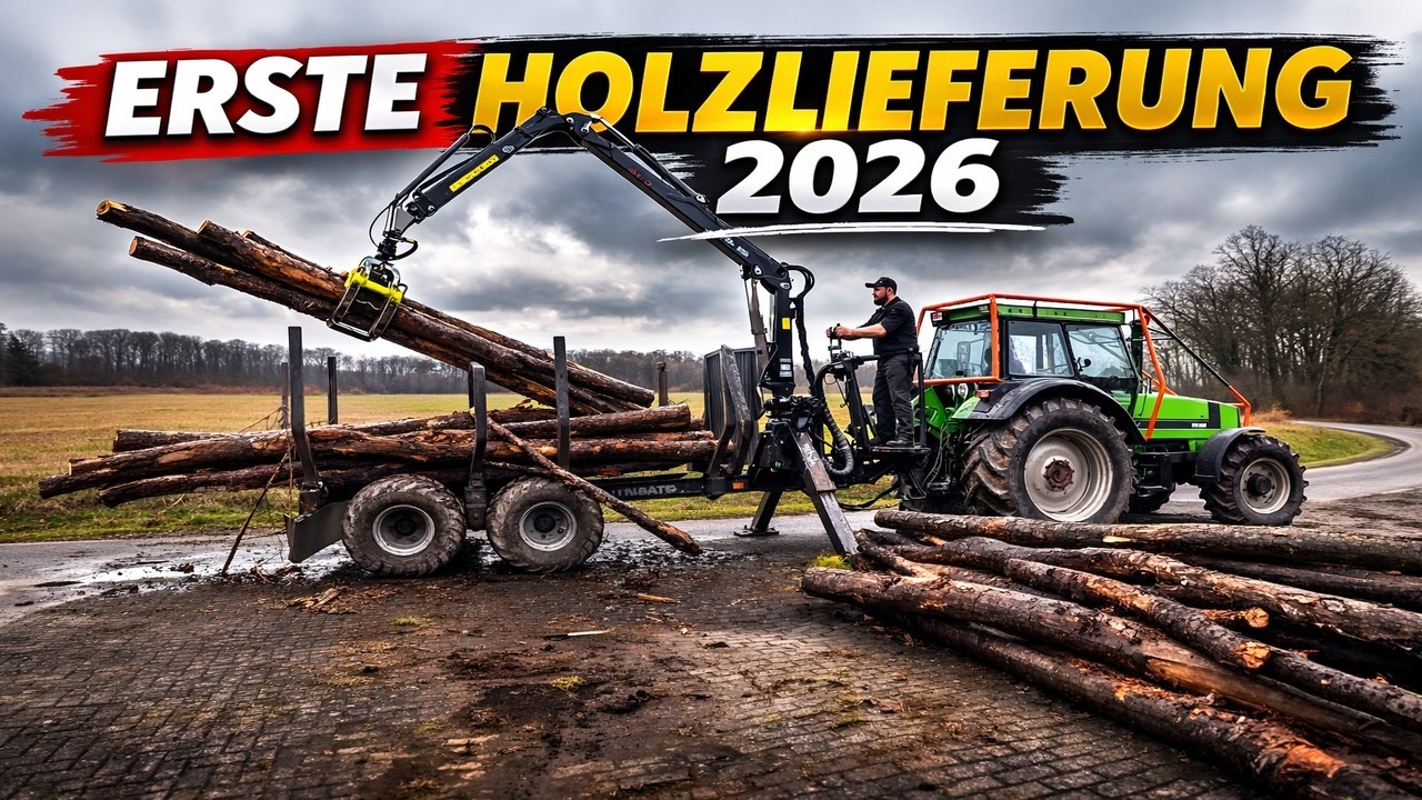 Erste Holzlieferung 2026 [Deutz DX110 & Palms Rückewagen]