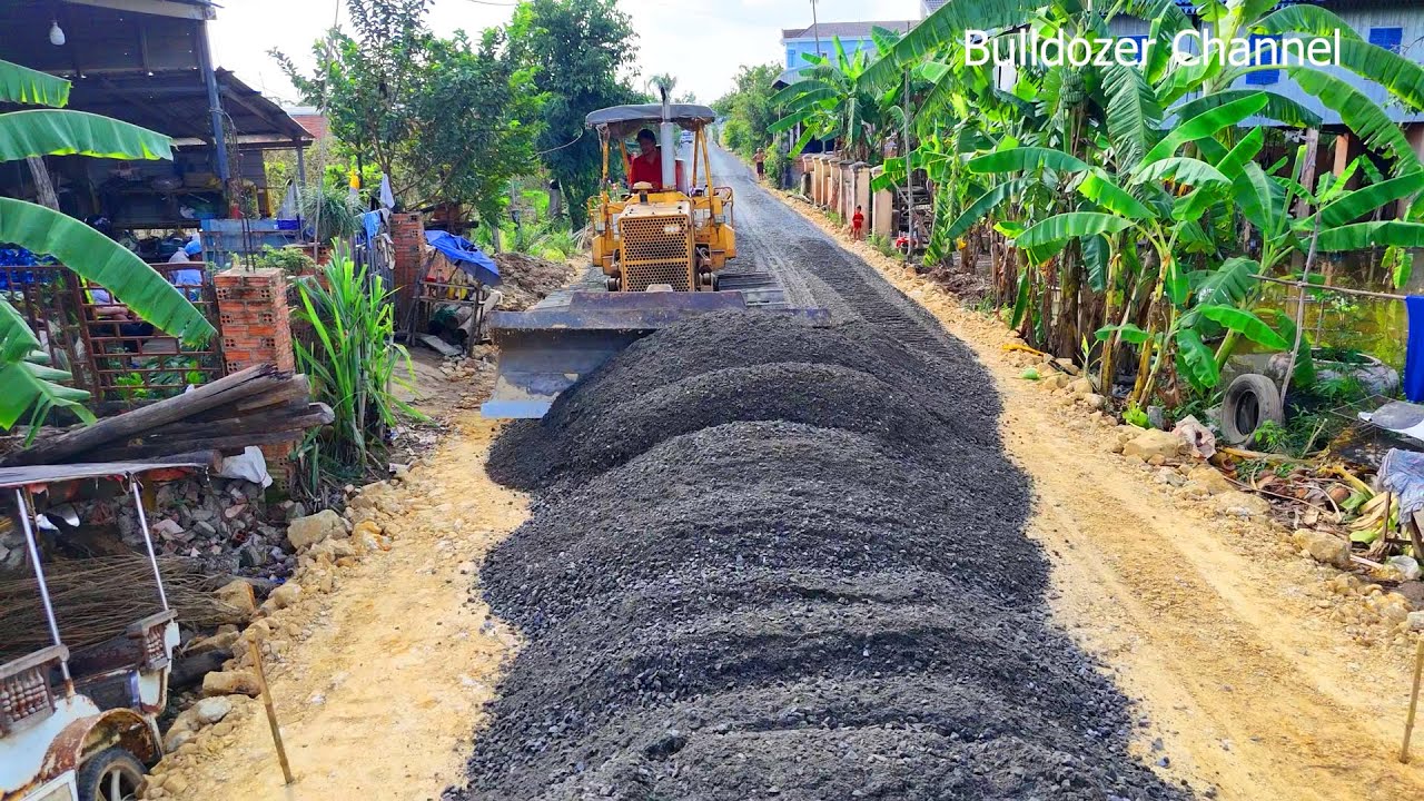 Fantastic Project Make A New Roads Village By Bulldozer Komatsu D31 Spreading Gravel Truck Unloading