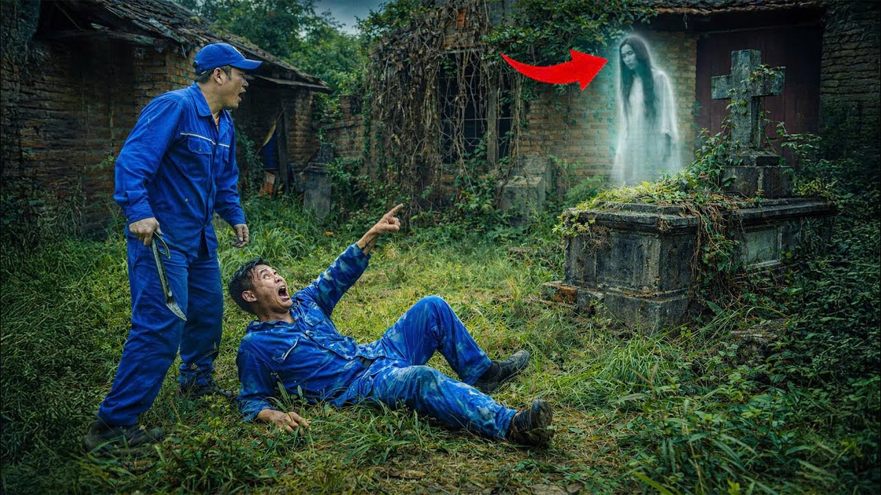 Time-Lapse: Cleaning Up the Haunted Abandoned House - Ghostly Figure on a Grave Scares the Crew Away