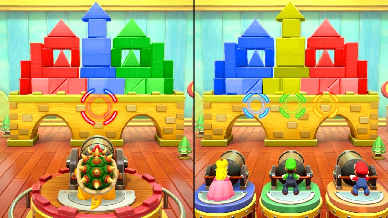 Super Mario Party - All 1 vs 3 MiniGames (Bowser vs Mario, Luigi & Peach)