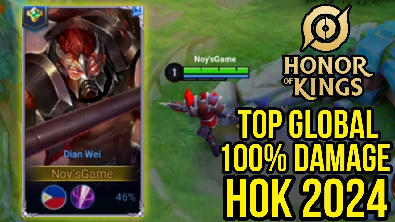 TOP GLOBAL DIAN WIE 100% DAMAGE|HONOR Of KINGS 2024 GAME PLAY