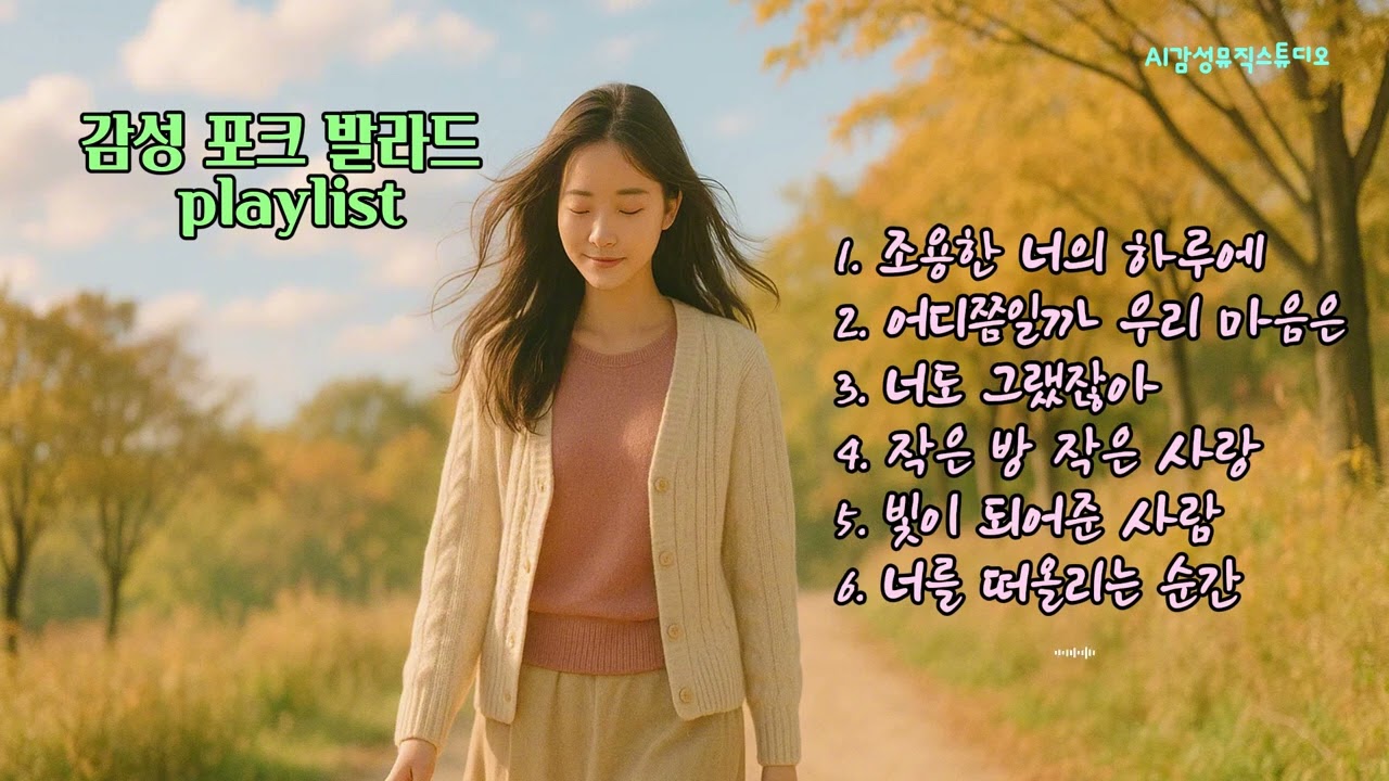PLAYLIST 8 조용한 너의 하루에 🍃 감성 포크 발라드 플레이리스트 | 잔잔한 하루, 따뜻한 음악 모음 #AI감성뮤직스튜디오 #감성발라드 #kpop #포크발라드 #감성팝