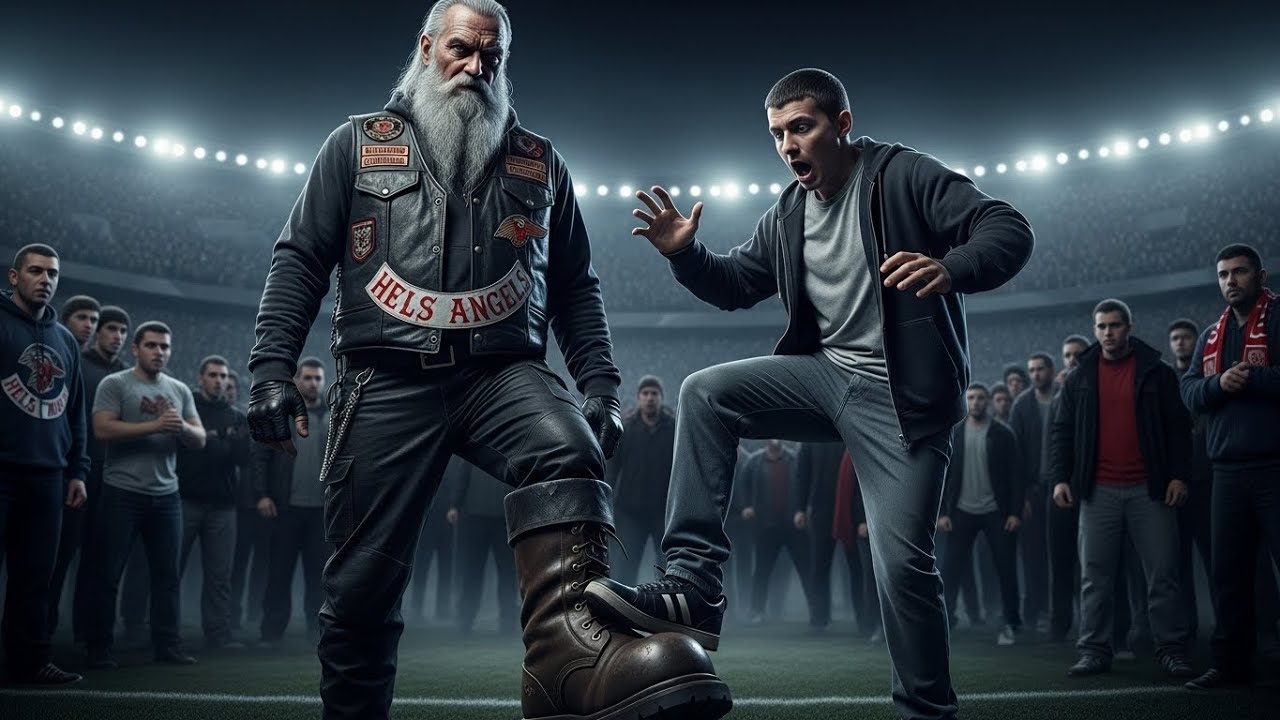 Hooligan bereute, auf den Stiefel des alten Hells Angels getreten zu sein | Biker schockiert