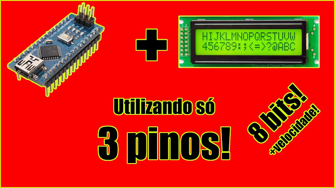 Como ligar um LCD utilizando apenas 3 pinos do Arduíno! LCD funcionando com 8 bits! + velocidade!