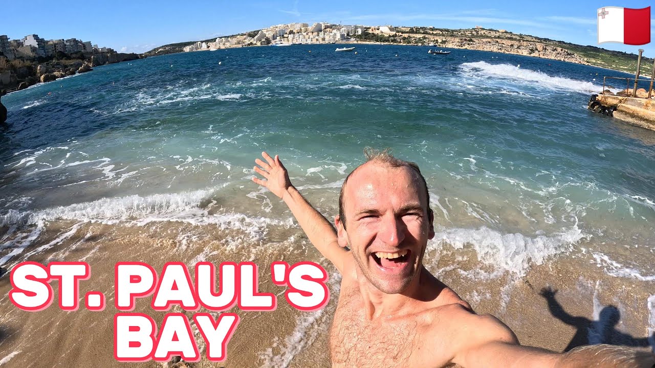 Tiny Sandy Beach in St. Paul's Bay, MALTA 🏖️🇲🇹