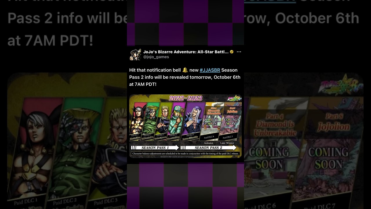 NEW JOJO ASBR DLC TOMORROW, WHO IS IT??? #jojo #jojoallstarbattler