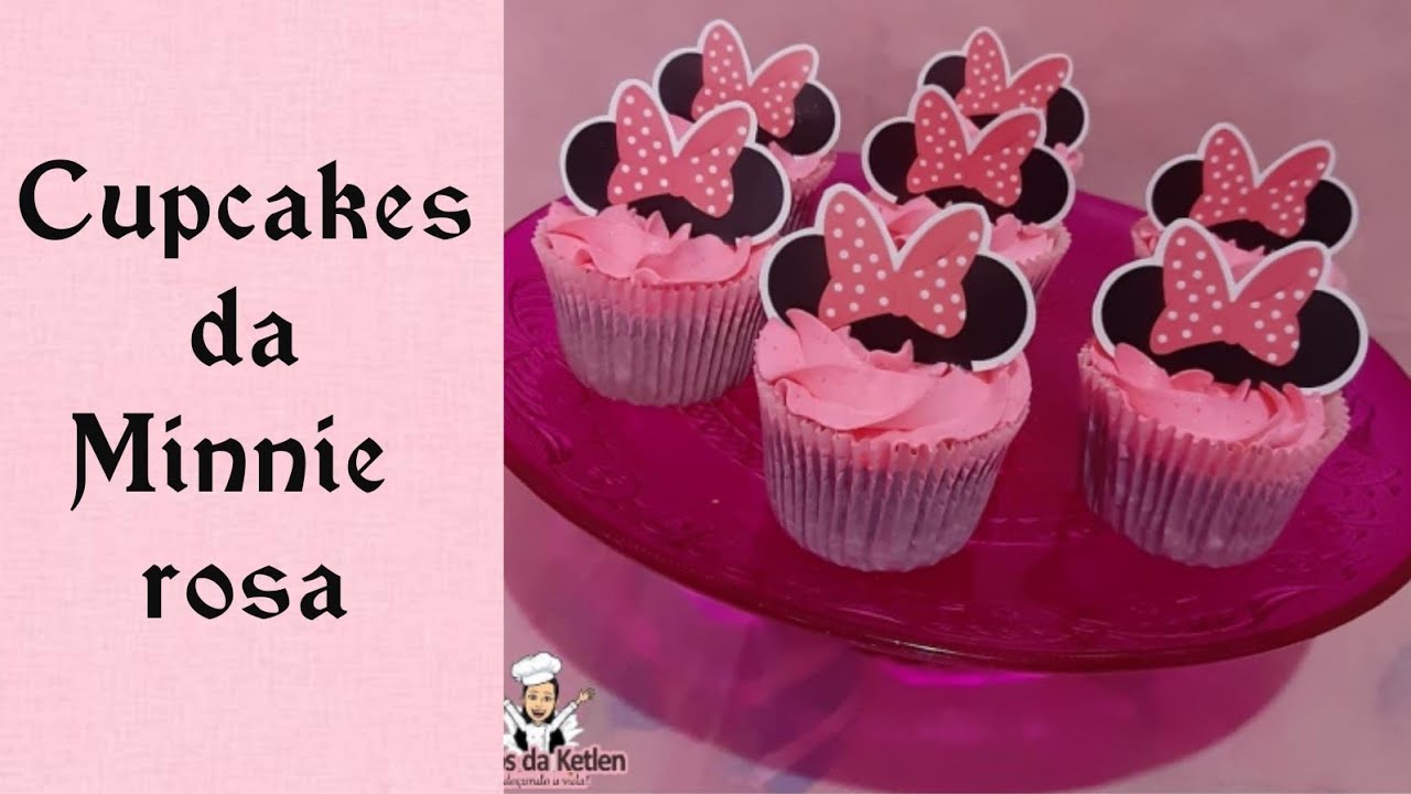 Cupcakes Minnie rosa | Topper | Chantilly rosa | Bico 1M wilton.