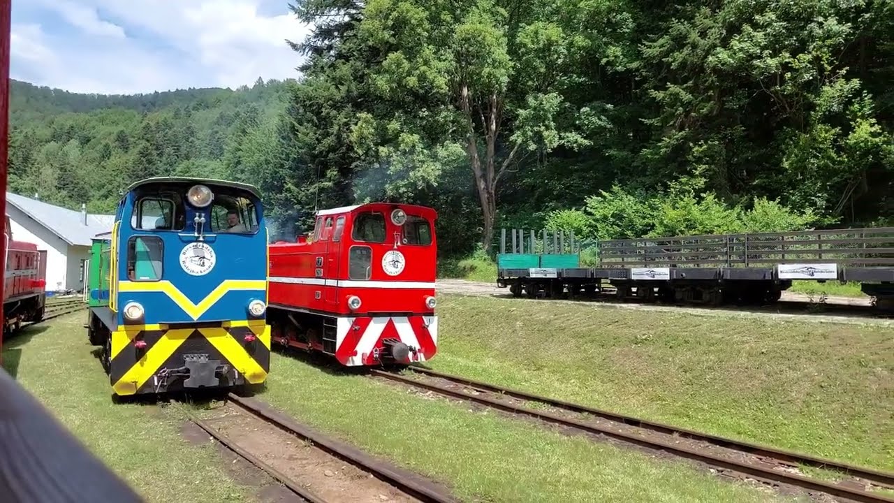 Bieszczadzka Kolejka Leśna, wąskotor&oacute;wka lokomotywa LYd2 01 stacja Majdan