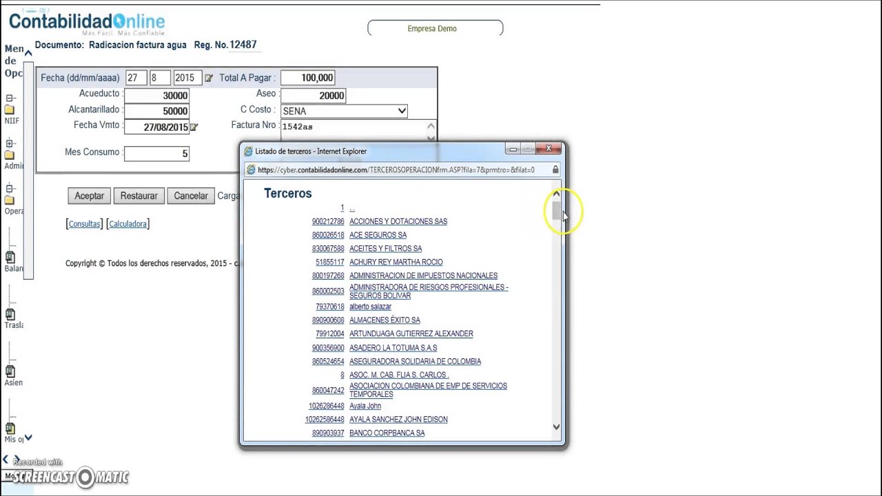 Causaci&oacute;n por plantilla parametrizada NIIF - Contabilidad On Line