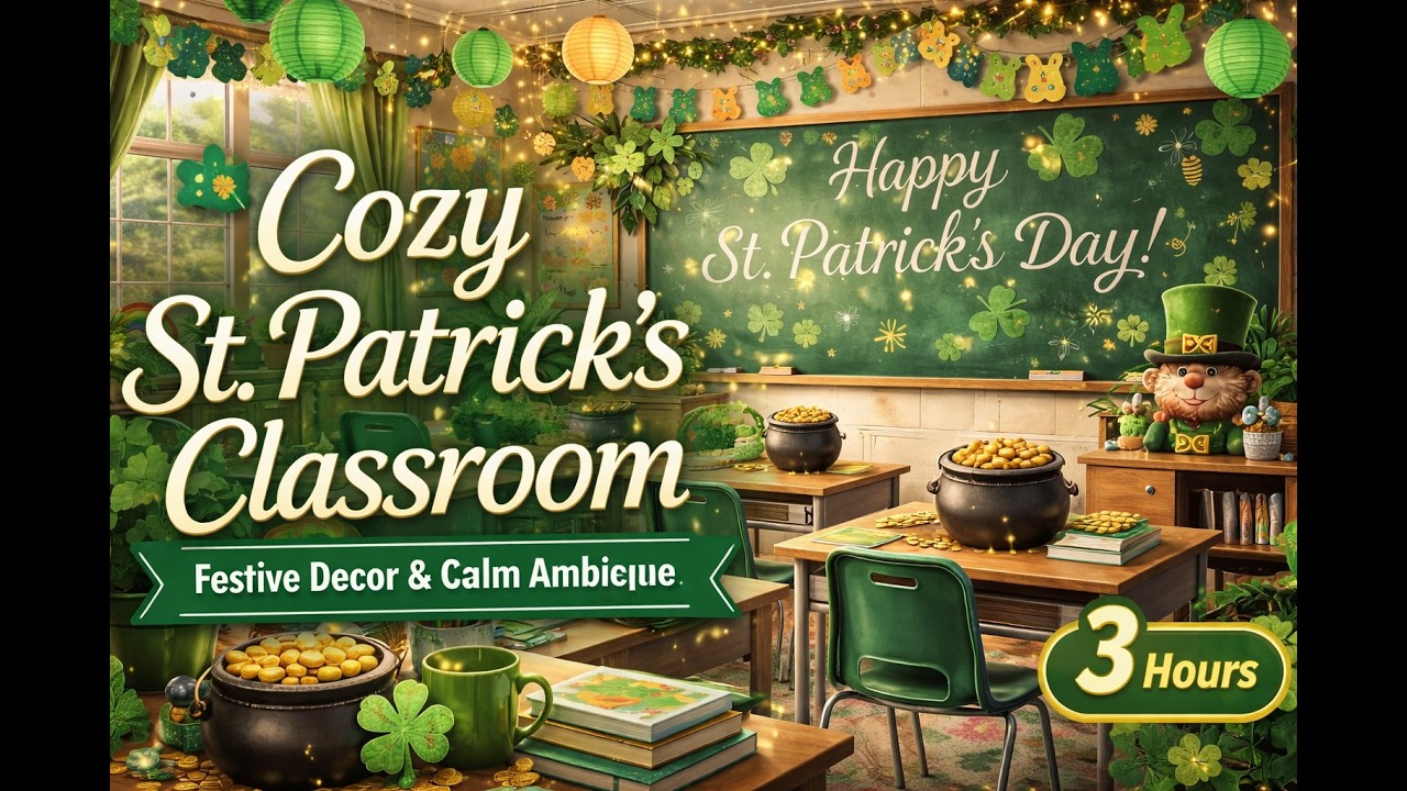 3 Hours of Cozy St. Patrick's Day Classroom Ambience ☘️ Festive Decor & Calm Background