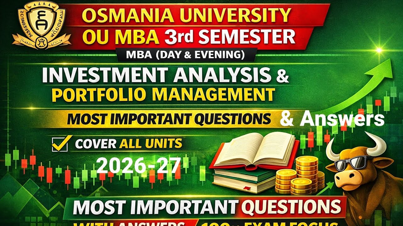  OU MBA 3rd Sem| Investment Analysis & Portfolio Management|Most Important Q & A 2026–27 | All Units