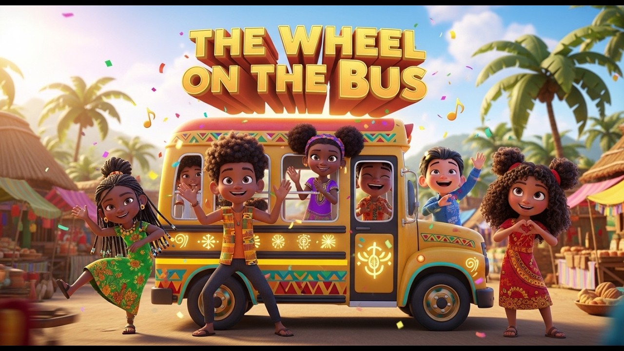 The Wheels on the Bus🚌 | Fun Kids Songs | Afrokidies