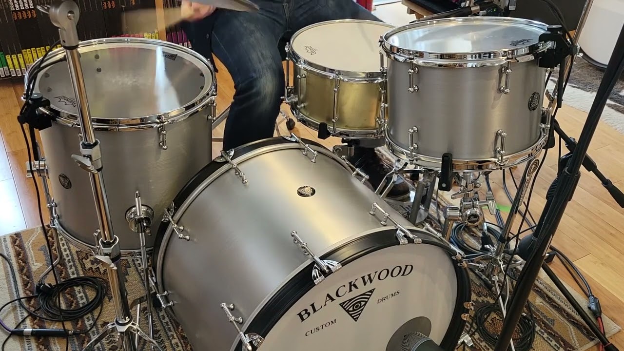 (SOLD) Drum Kits - Blackwood Drum Co. 16x22 9x13 15x16 Seamless Aluminum Drum Kit