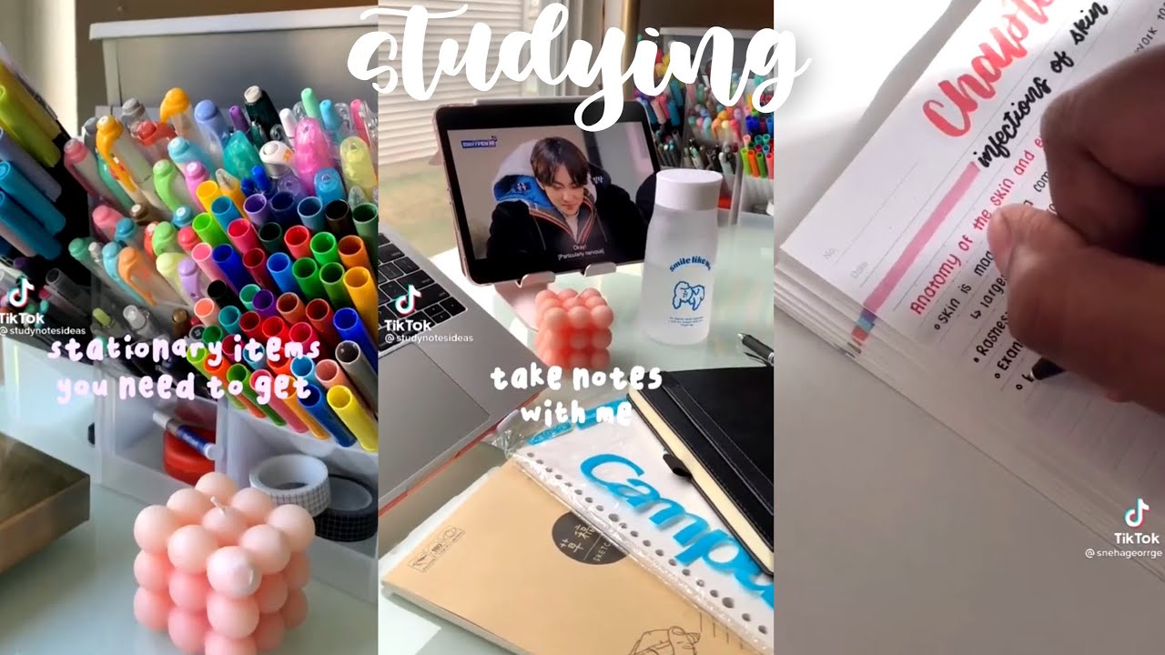 aesthetic studying + note taking tiktoks / studytok 📚🍵